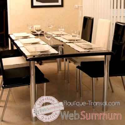 Table repas design Saint Tropez noire pieds chromés Art Mely - AM26