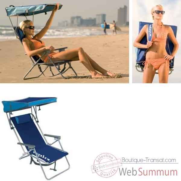 Chaise de plage retro avec canopy Kelsyus nouveau colori bleu -80354
