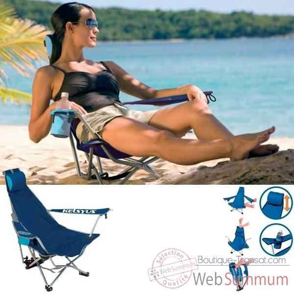 Chaise de plage sac a dos Kelsyus a 2 positions colori bleu argent -800092B