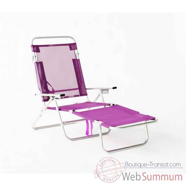 Segura-175 - chaise longue de plage pliable multipositions longueur : 145/185cm hauteur : 100cm couleur fuschia - lot de 4 Lido by hevea -10025-3663141