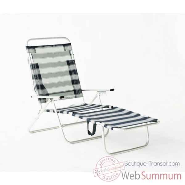 Segura-175 - chaise longue de plage pliable multipositions longueur : 145/185cm hauteur : 100cm couleur raye bleu - lot de 2 Lido by hevea -9940-8430001