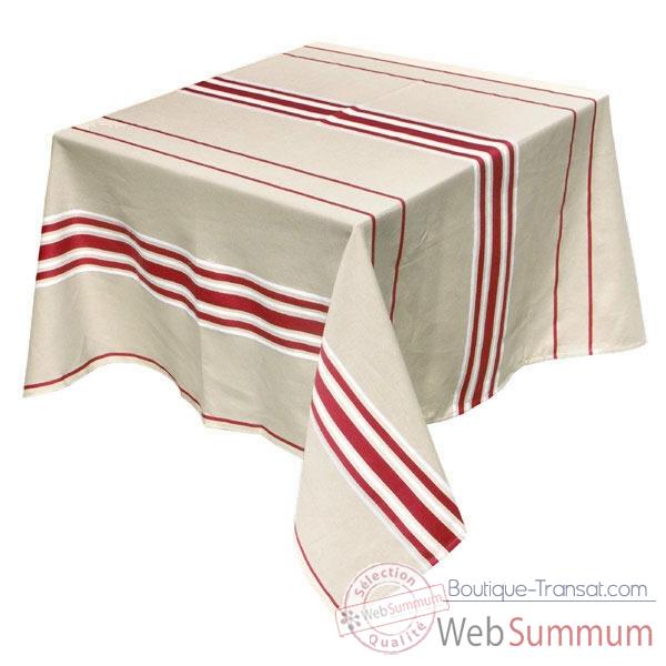 Nappe 200x165 Corda M�tis bordeaux blanc 70% coton 30% lin Artiga Hivers -arti10309